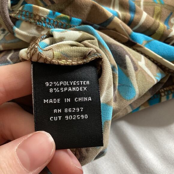 Vertigo‎ Women's Y2K Brown Turquoise Abstract Print Maxi Dress Size M Statement - Picture 7 of 12